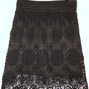 Elastic Waist Black Lacy Skirt